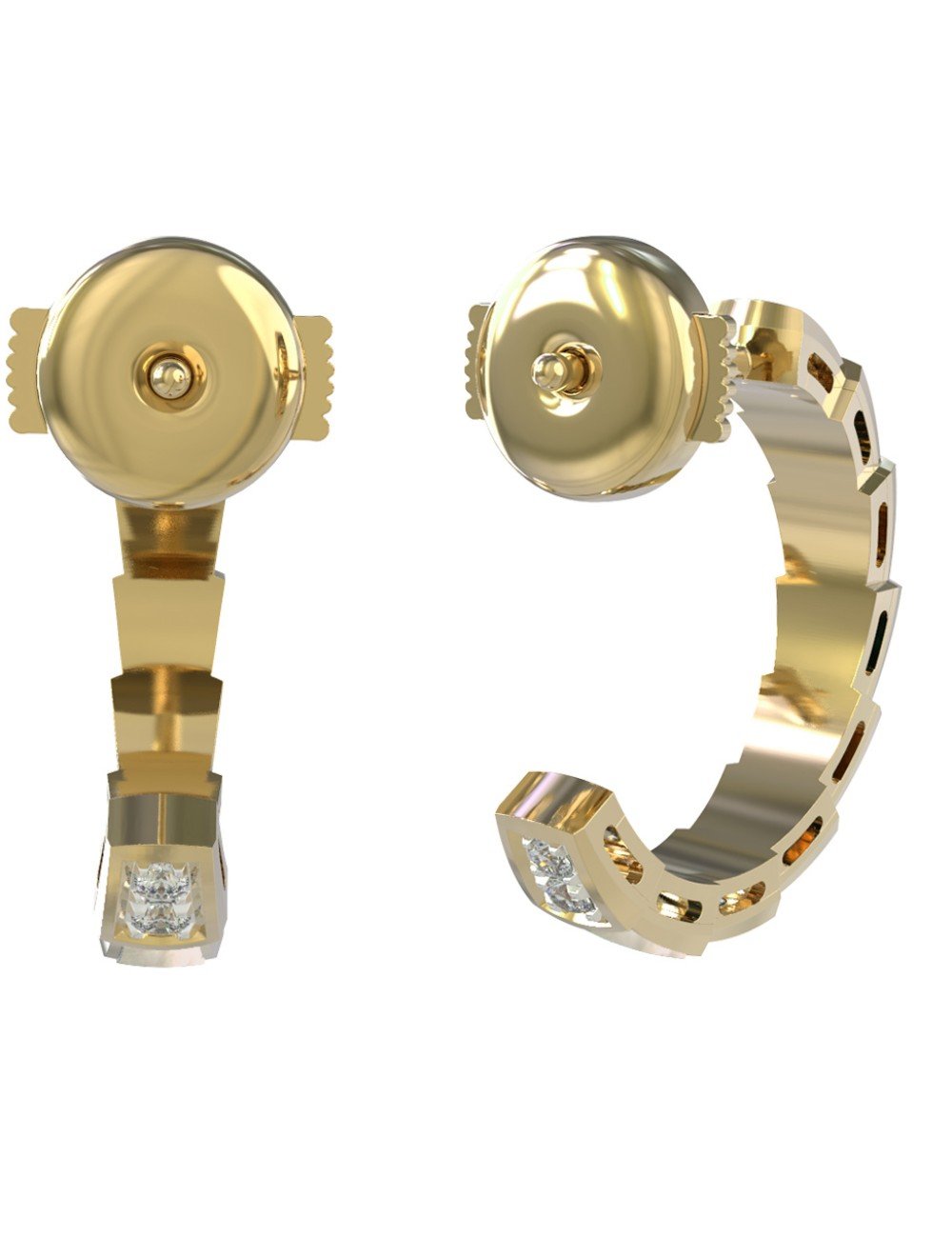 Серьги из лимонного золота c бриллиантами и перламутром