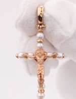 Крест из золота 585 пробы c жемчугом