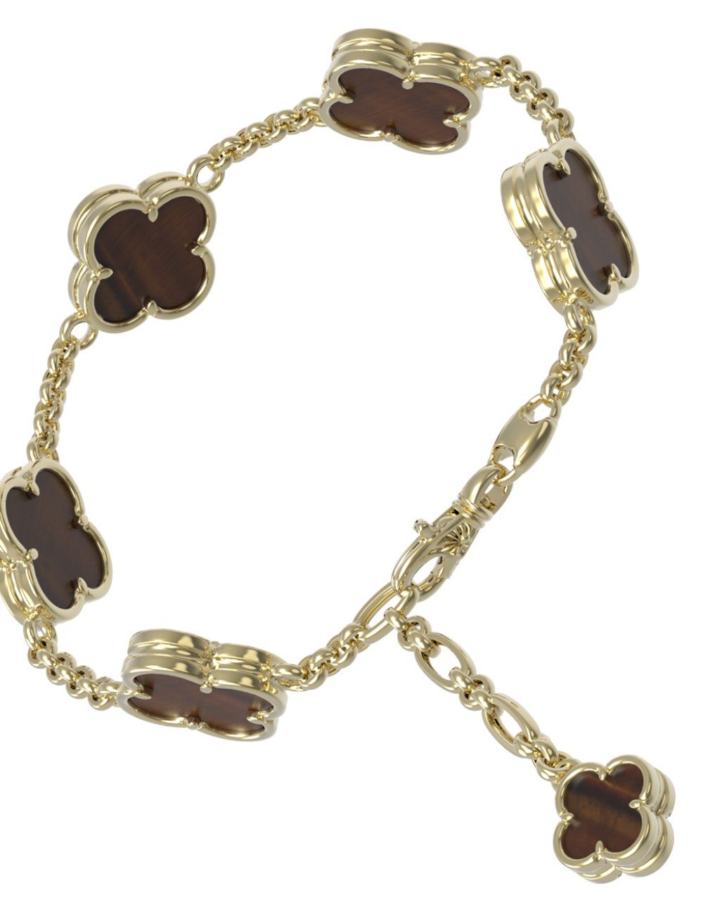 Браслет из лимонного золота c тигровым глазом