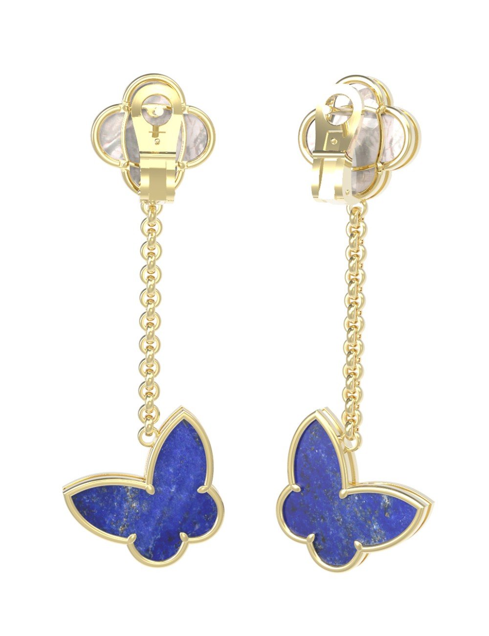 Серьги из лимонного золота c лазуритом и перламутром