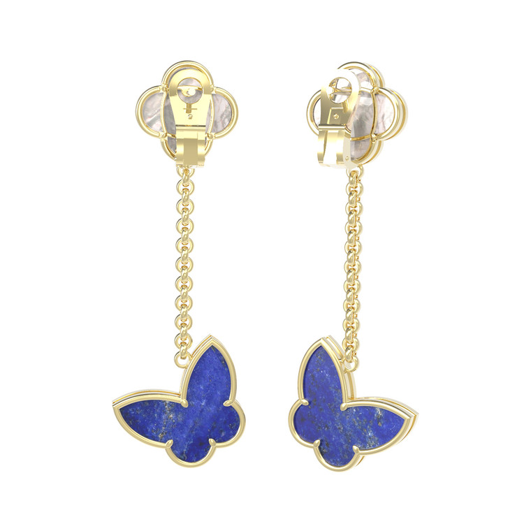 Серьги из лимонного золота 585 пробы c лазуритом и перламутром