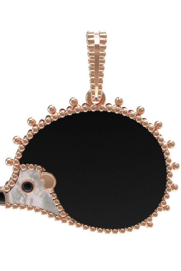 Подвеска из золота c эмалью, ониксом и перламутром