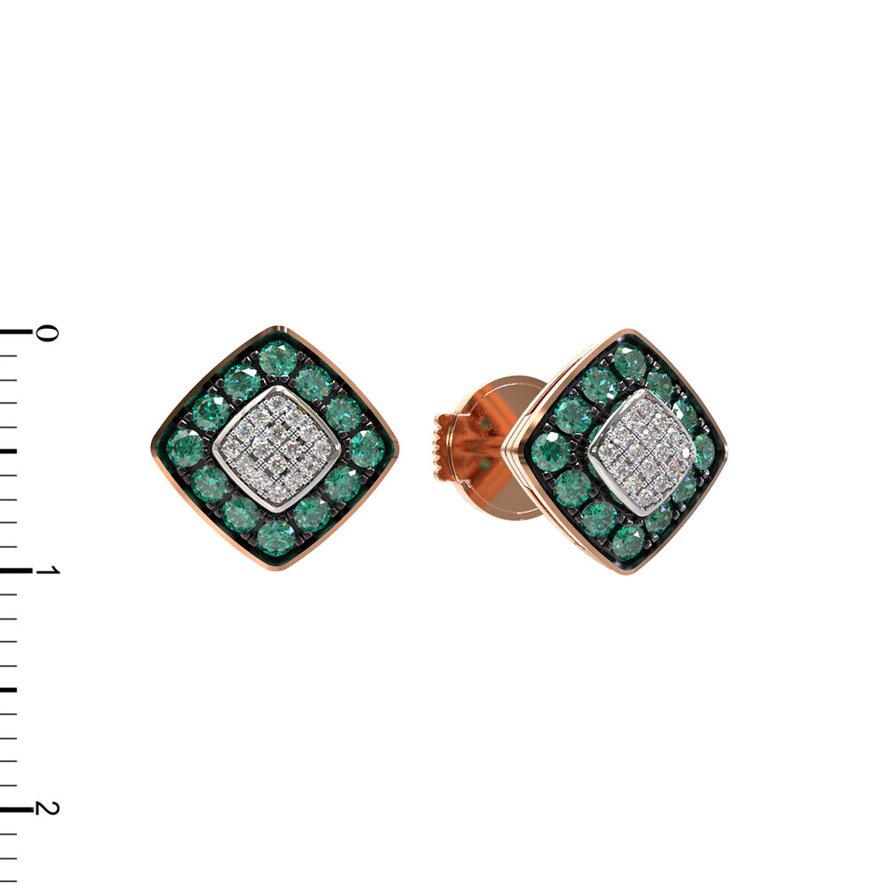 Серьги из красного золота 585 пробы c бриллиантами и изумрудом