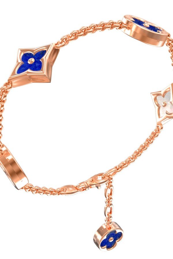 Браслет из золота c лазуритом и перламутром