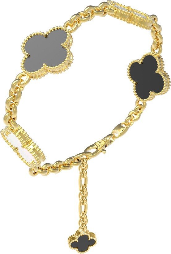 Браслет из лимонного золота c ониксом и перламутром