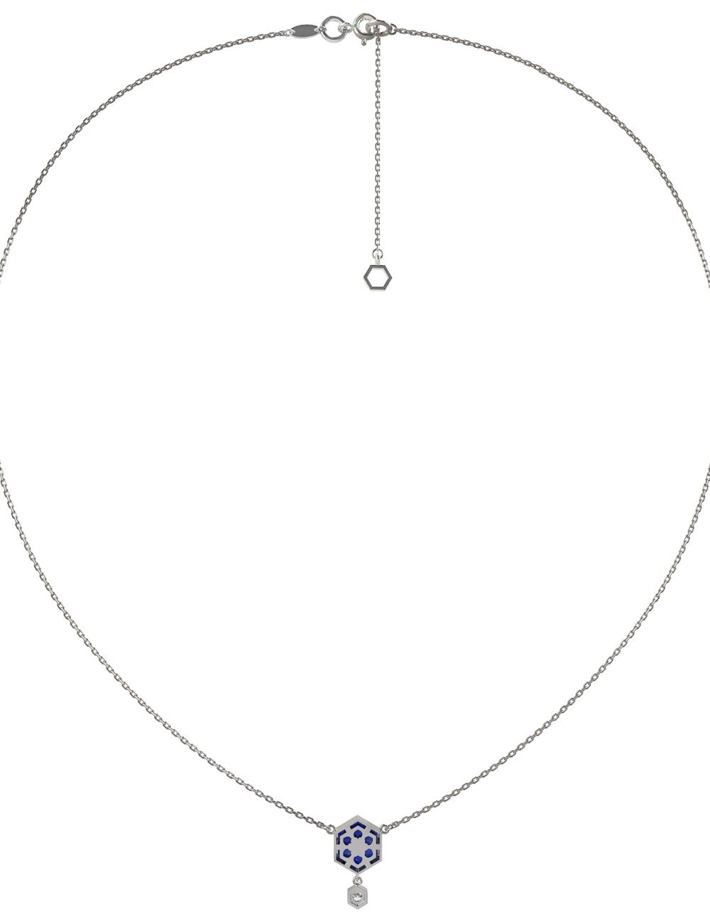 Колье из белого золота c бриллиантами и лазуритом