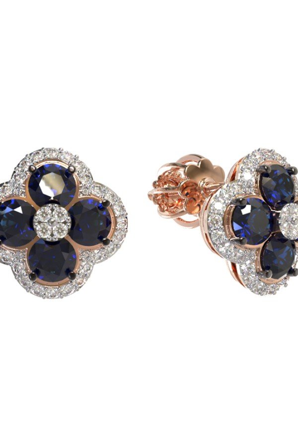 Серьги из золота c бриллиантами и сапфиром