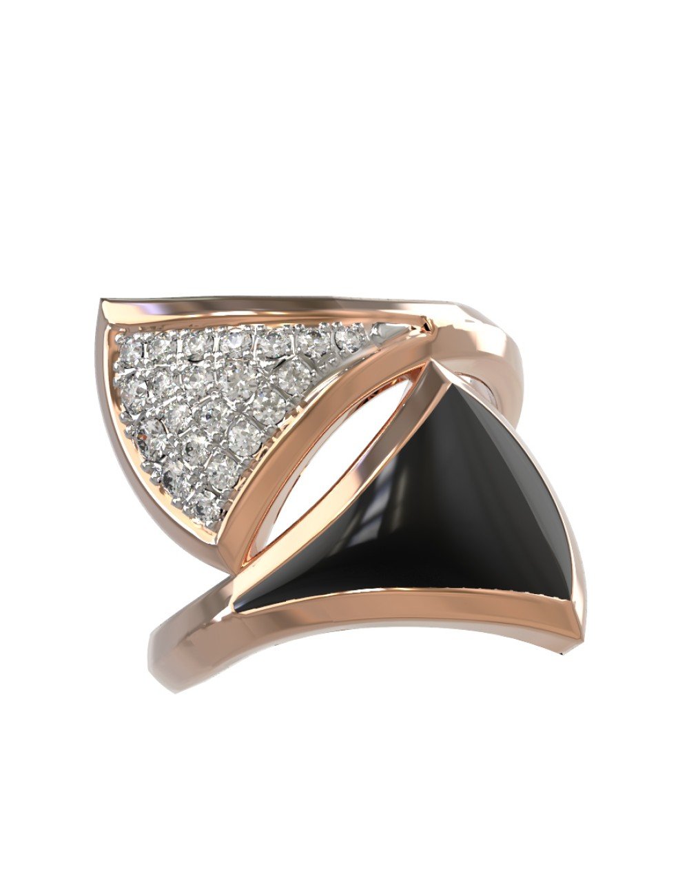 Кольцо из золота c бриллиантами и ониксом