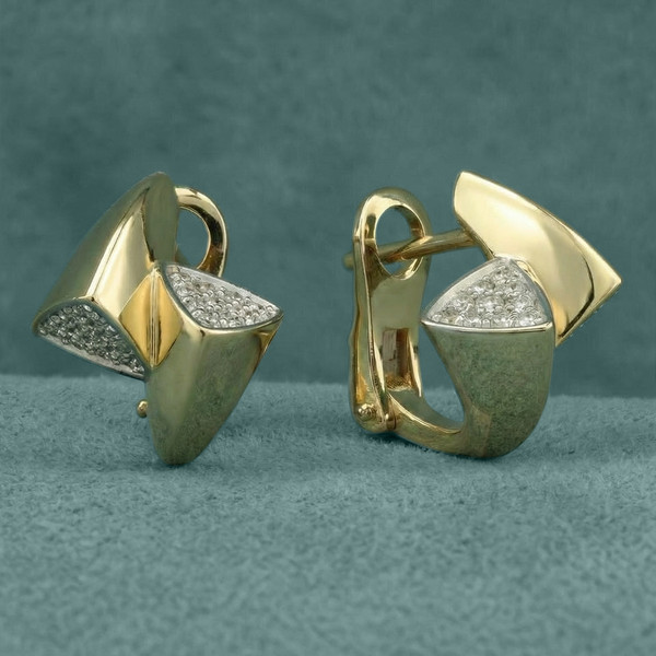 Серьги из лимонного золота 585 пробы c бриллиантами