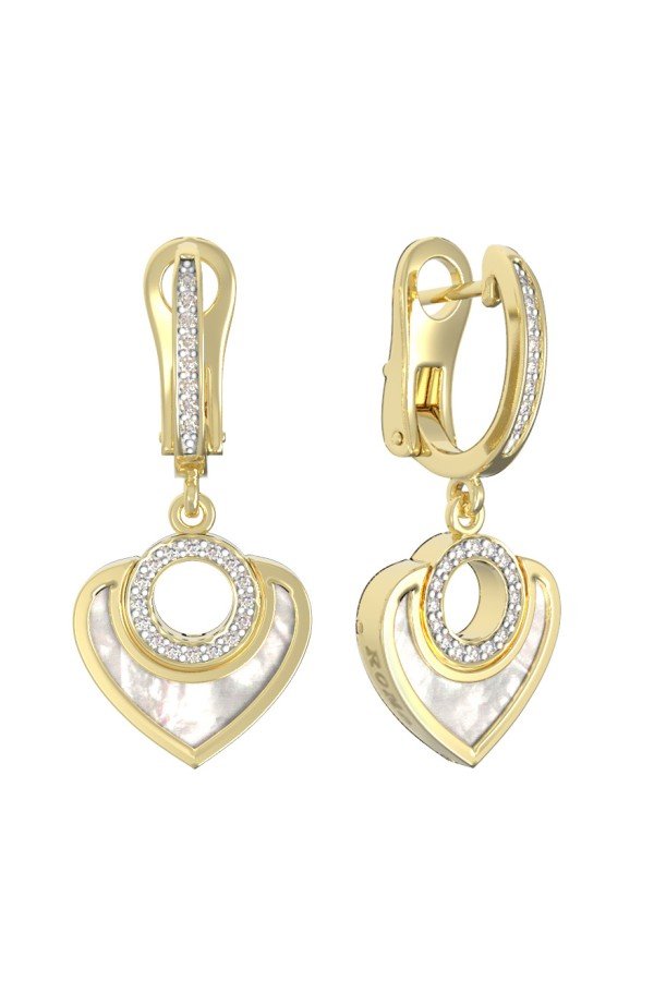 Серьги из лимонного золота c бриллиантами и перламутром