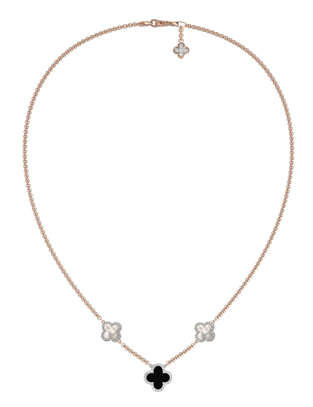 Колье из золота c бриллиантами, ониксом и перламутром