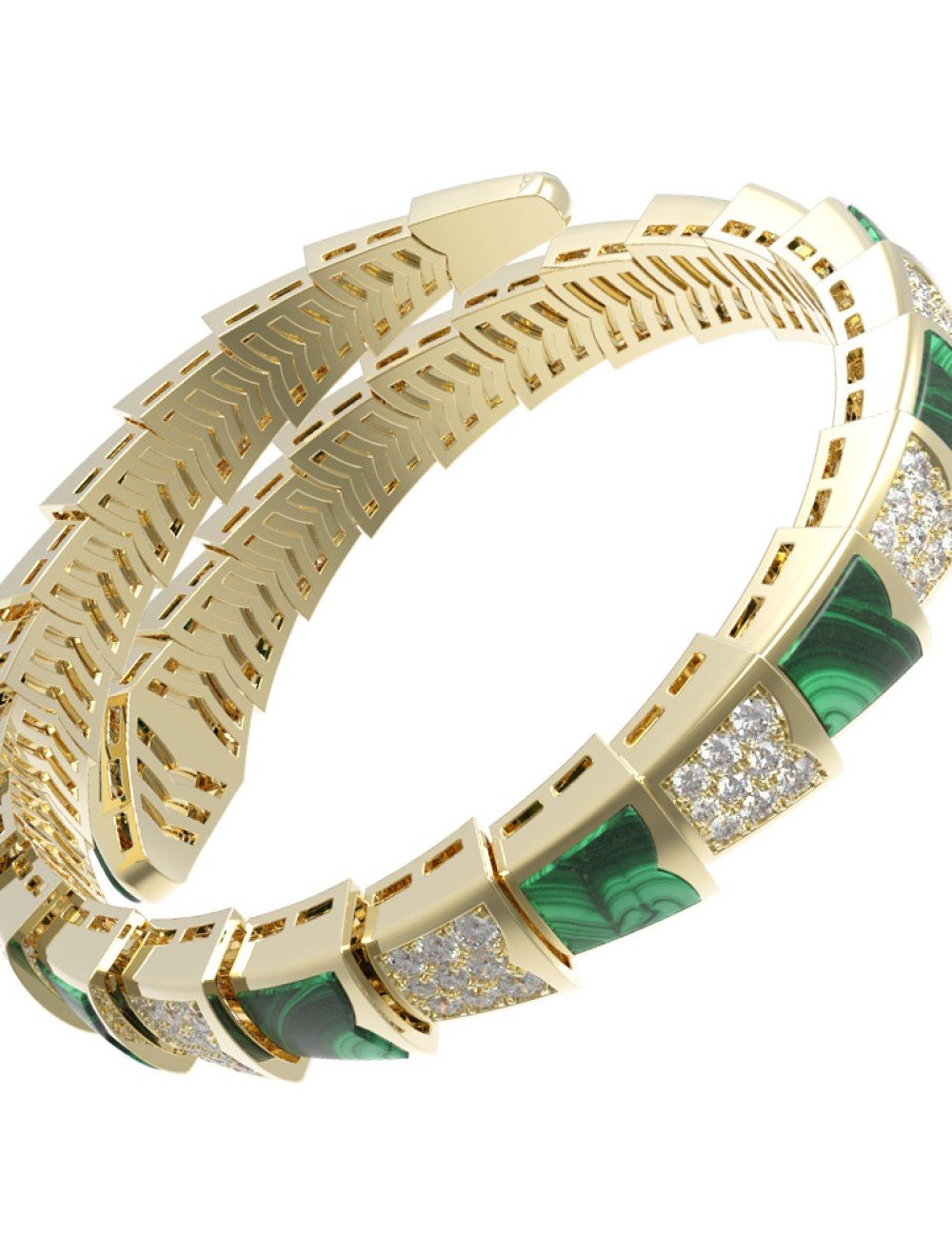 Браслет из лимонного золота c бриллиантами и малахитом