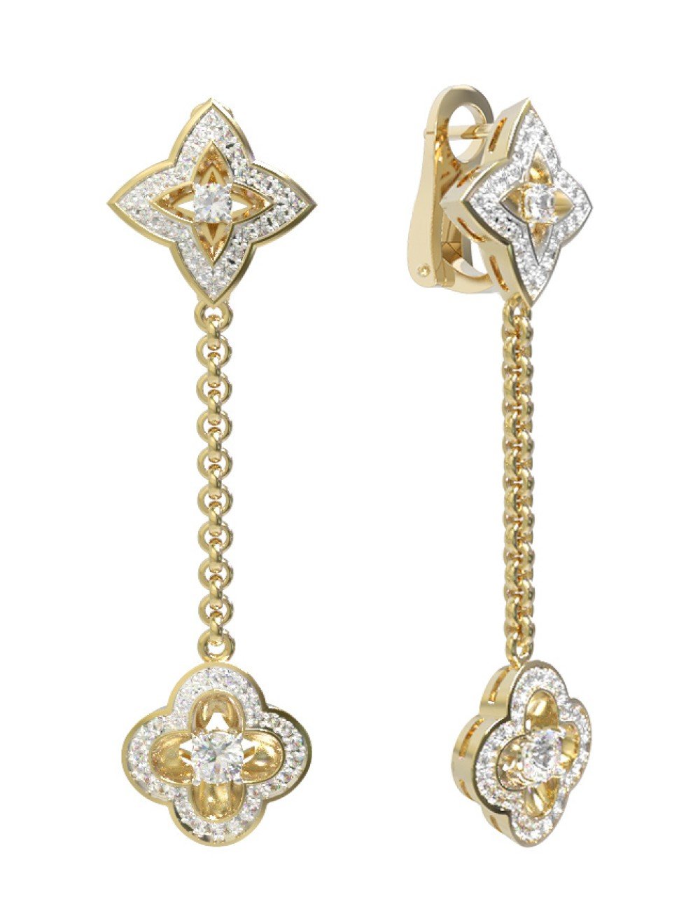 Серьги из лимонного золота c бриллиантами