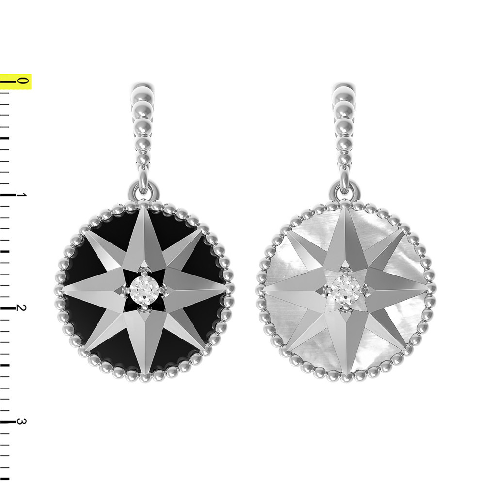 Подвеска из белого золота 585 пробы c фианитом, ониксом и перламутром