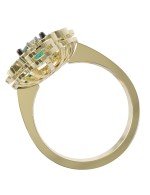 Кольцо из лимонного золота c бриллиантами и изумрудом