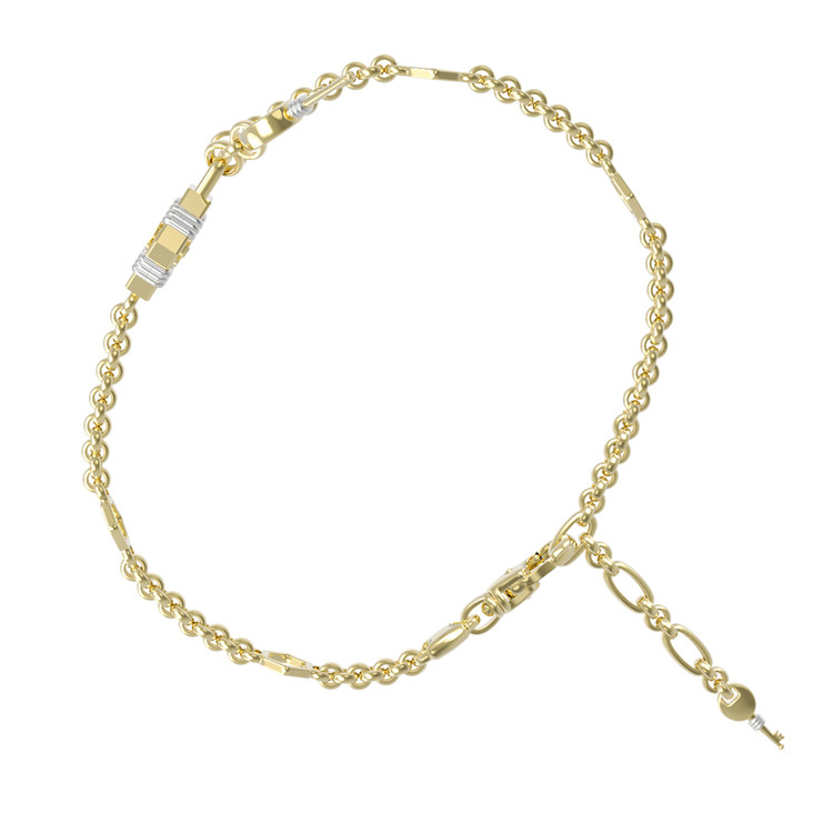 Браслет из лимонного золота 585 пробы c ониксом и перламутром