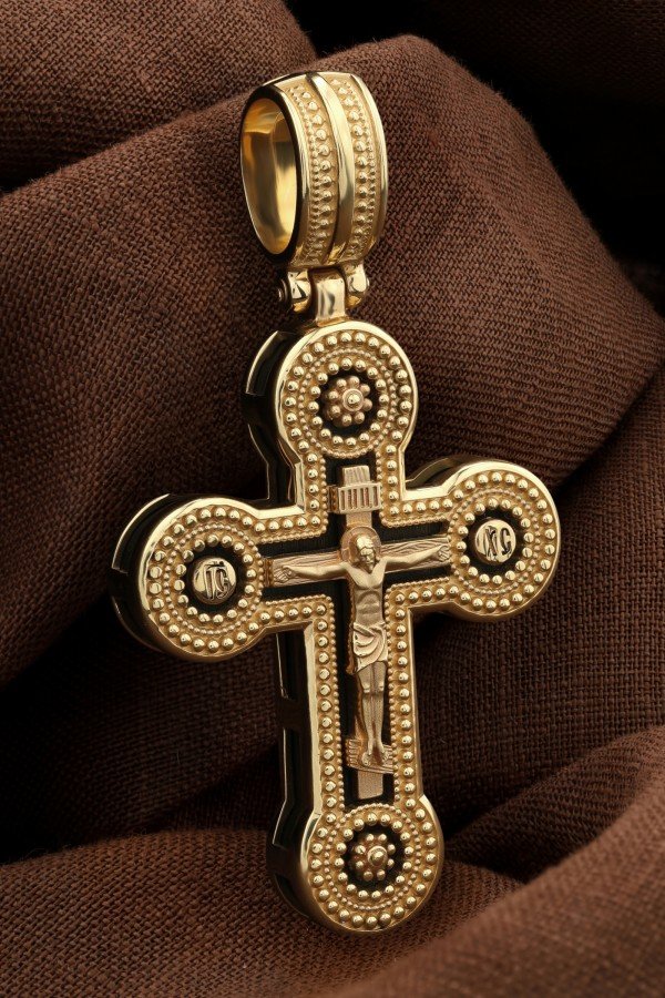 Крест из лимонного золота c эбеновым деревом