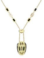 Колье из лимонного золота c бриллиантами, рубином, ониксом, малахитом и перламутром