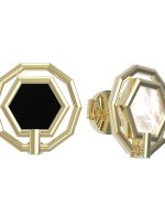 Серьги из лимонного золота c ониксом и перламутром