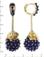 Серьги из лимонного золота c эмалью и лазуритом