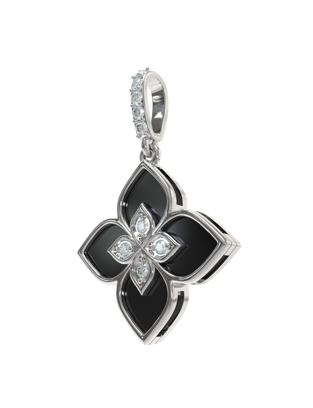 Подвеска из белого золота c бриллиантами и ониксом