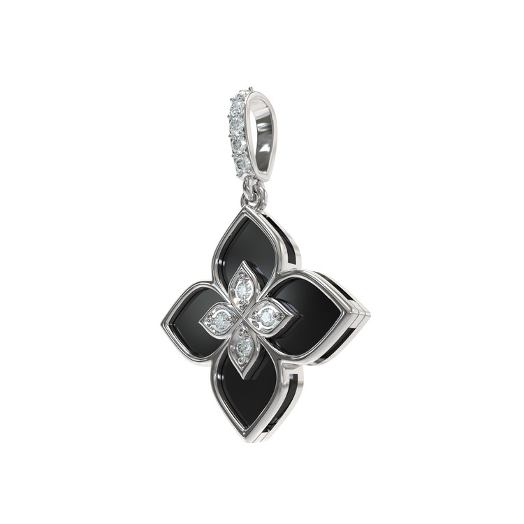 Подвеска из белого золота 585 пробы c бриллиантами и ониксом