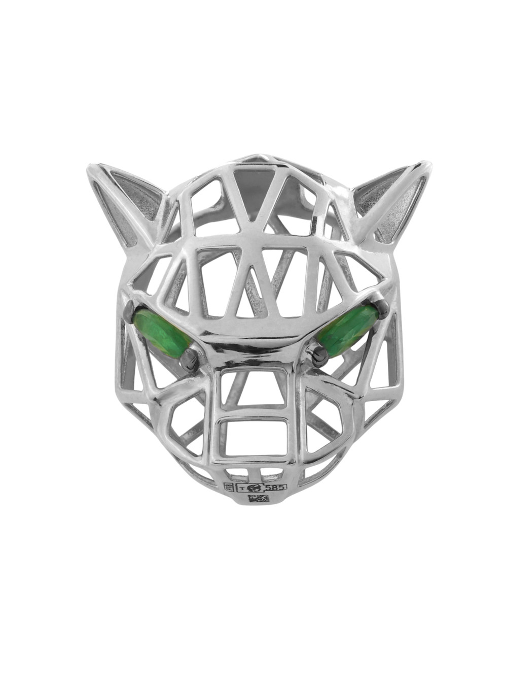 Подвеска из белого золота 585 пробы c изумрудом