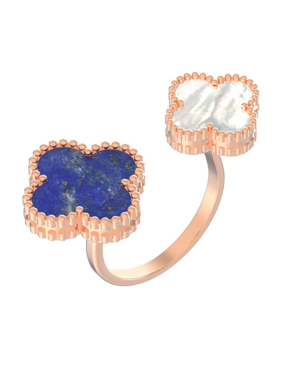 Кольцо из золота c лазуритом и перламутром