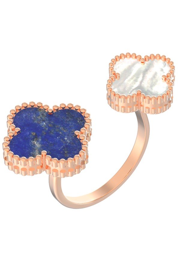 Кольцо из золота c лазуритом и перламутром