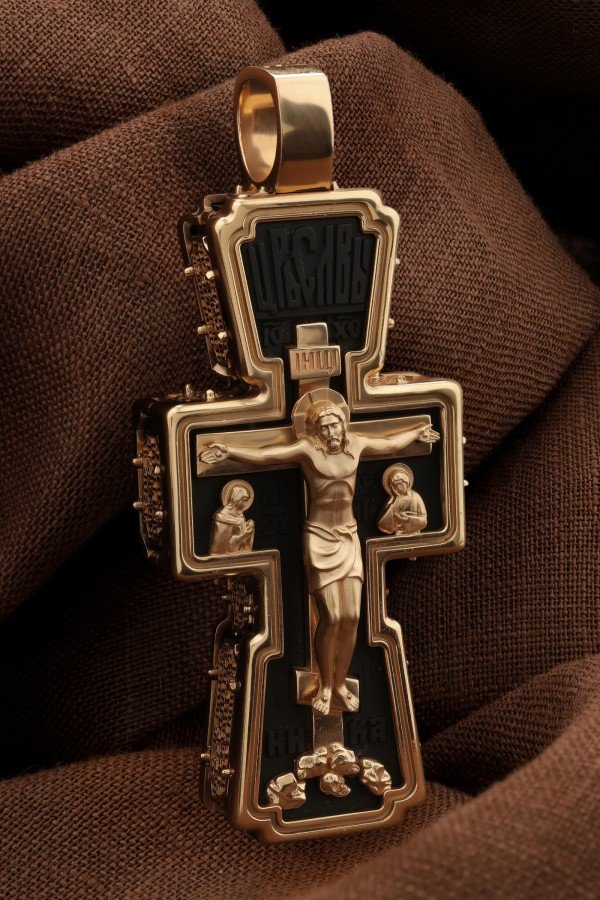 Крест из золота c эбеновым деревом