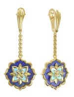 Серьги из лимонного золота c бирюзой и лазуритом