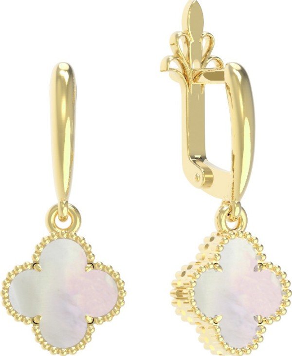 Серьги из лимонного золота c перламутром