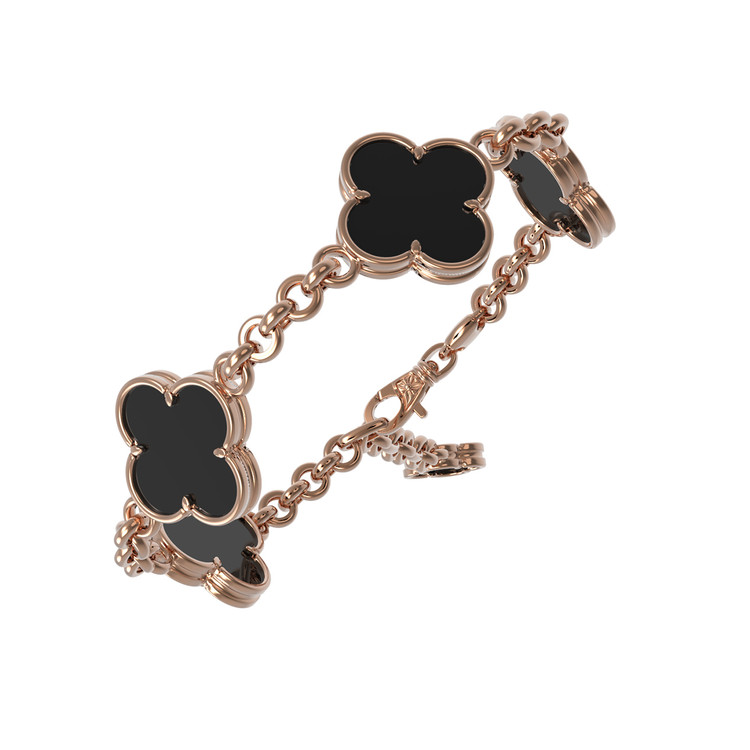 Браслет из красного золота 585 пробы c ониксом