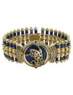 Браслет из лимонного золота c эмалью, рубином и лазуритом