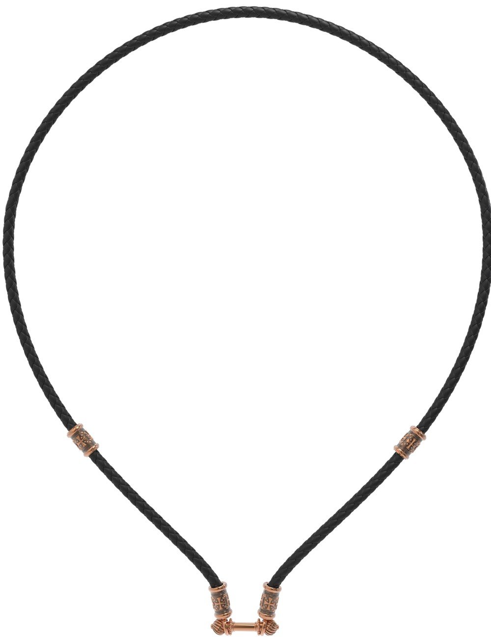 Гайтан из золота c кожаным шнурком