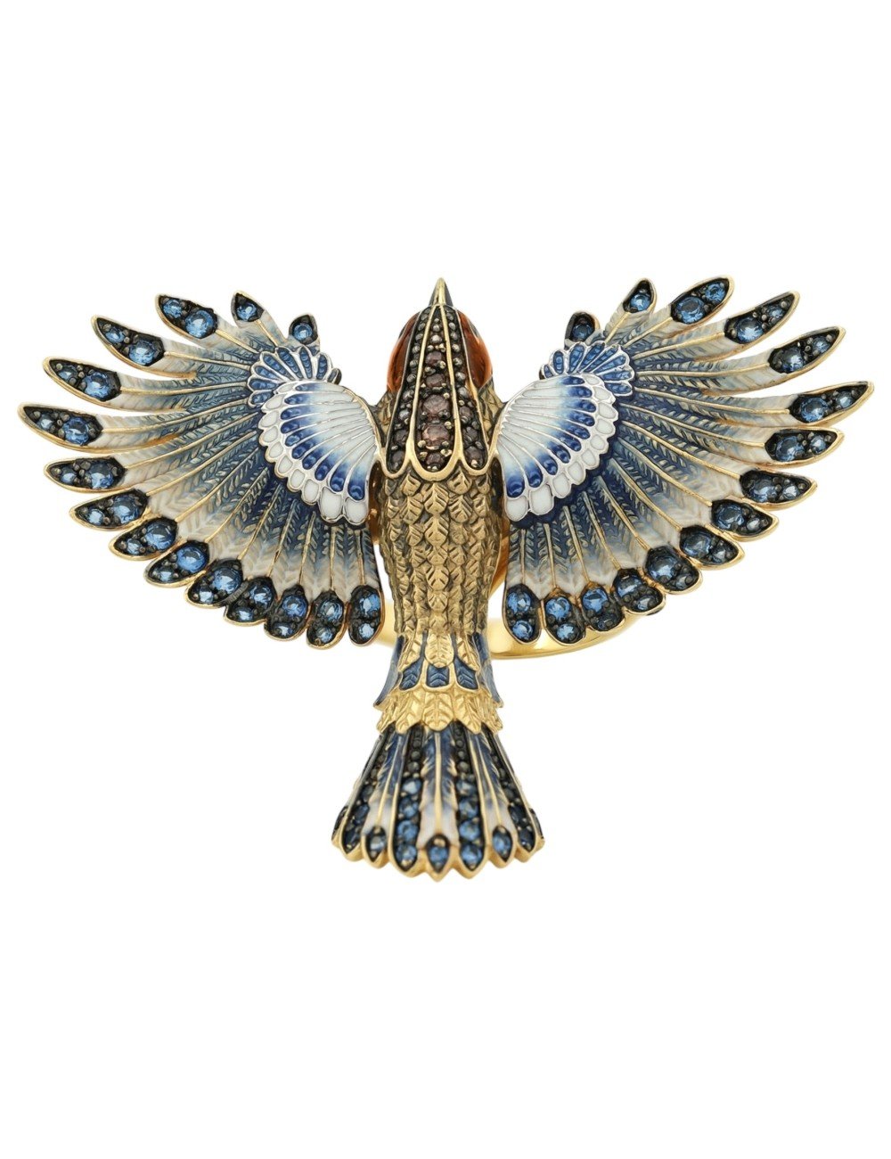 Кольцо из лимонного золота c эмалью и фианитом