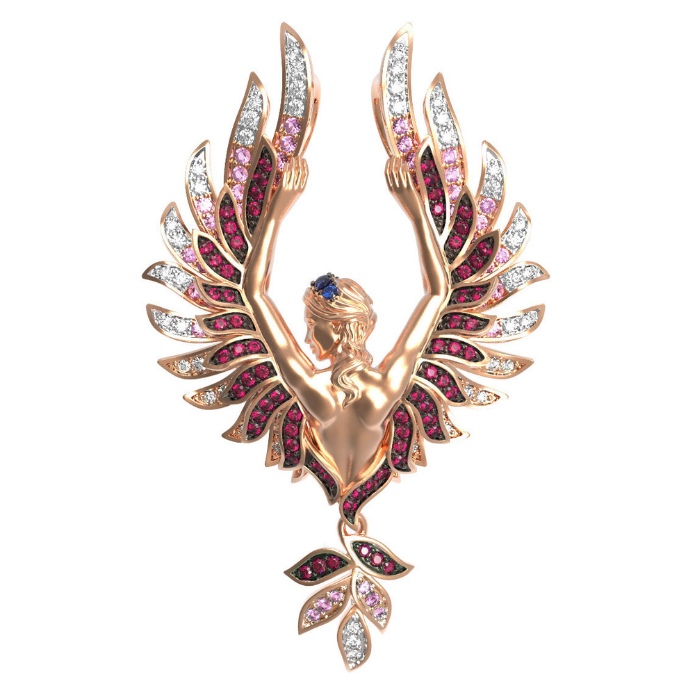 Подвеска из красного золота 585 пробы c фианитом