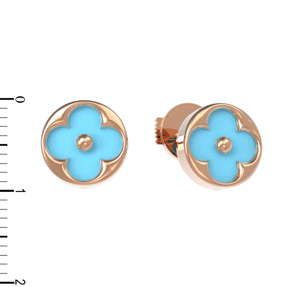 Серьги из красного золота 585 пробы c бирюзой