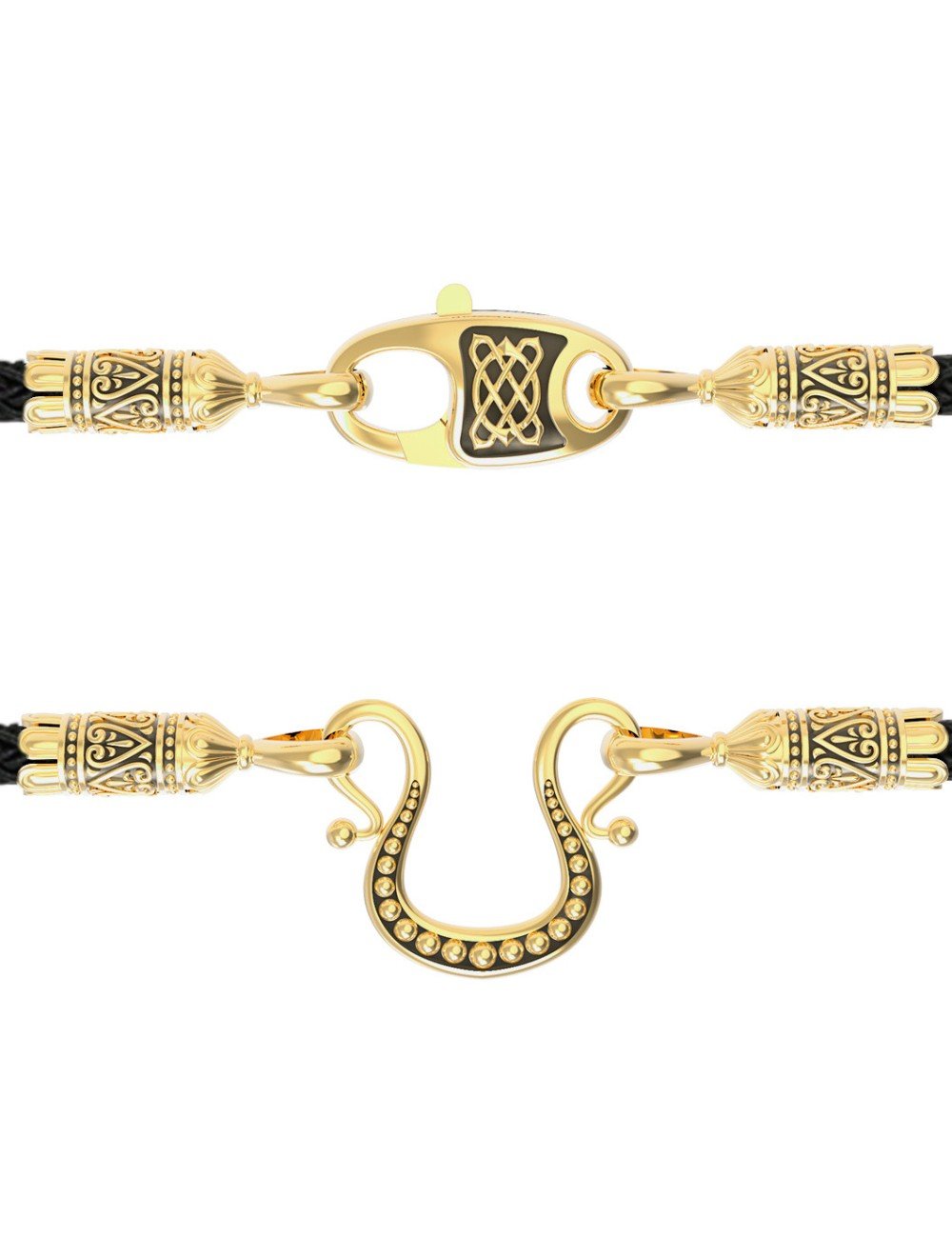 Шнурок шёлковый из лимонного золота c шёлковым шнурком