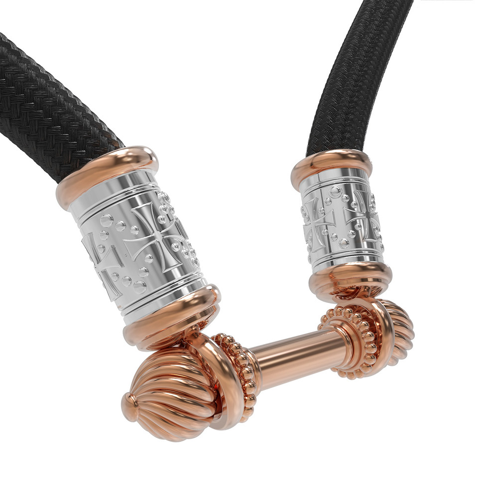 Цепь-шнурок шелк из красного золота 585 пробы c шёлковым шнурком