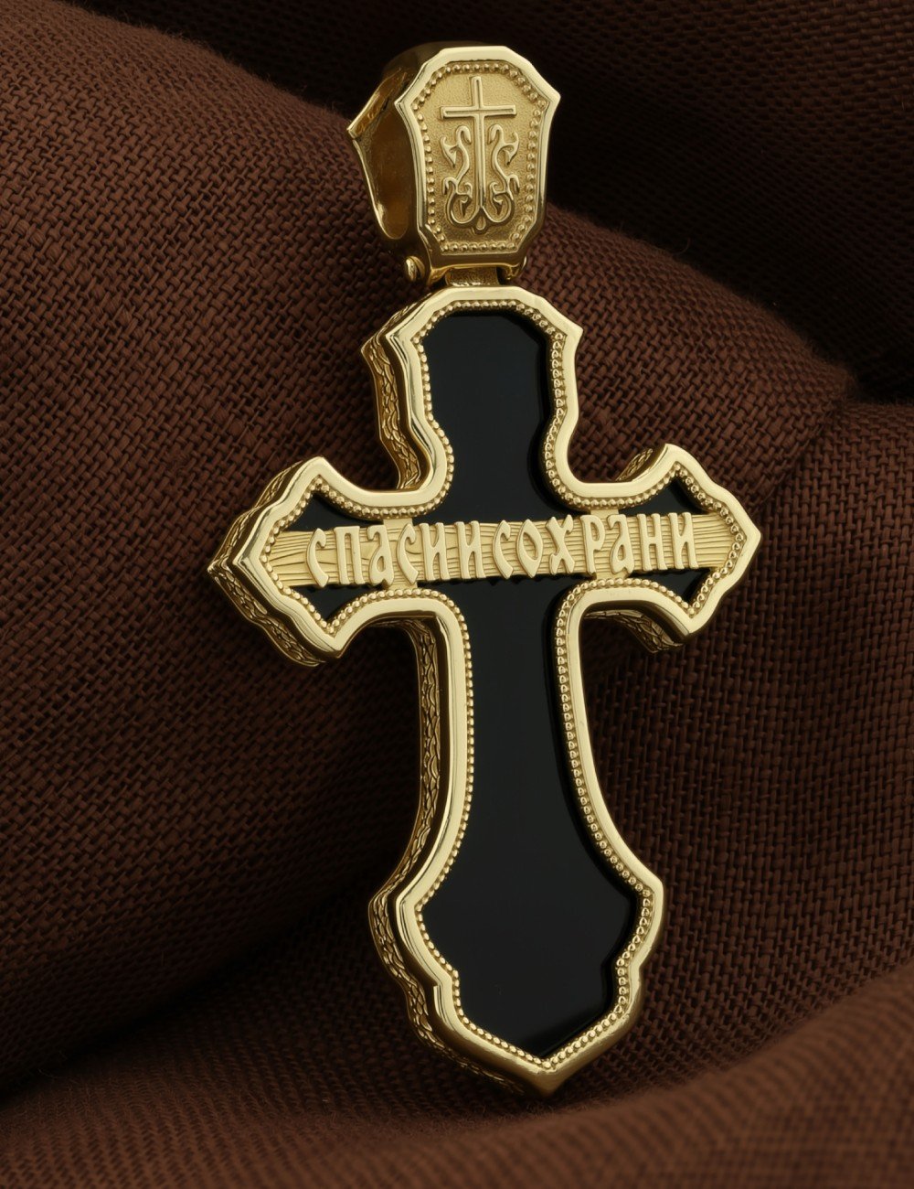 Крест из лимонного золота c ониксом