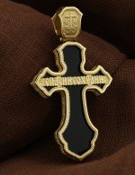 Крест из лимонного золота c ониксом