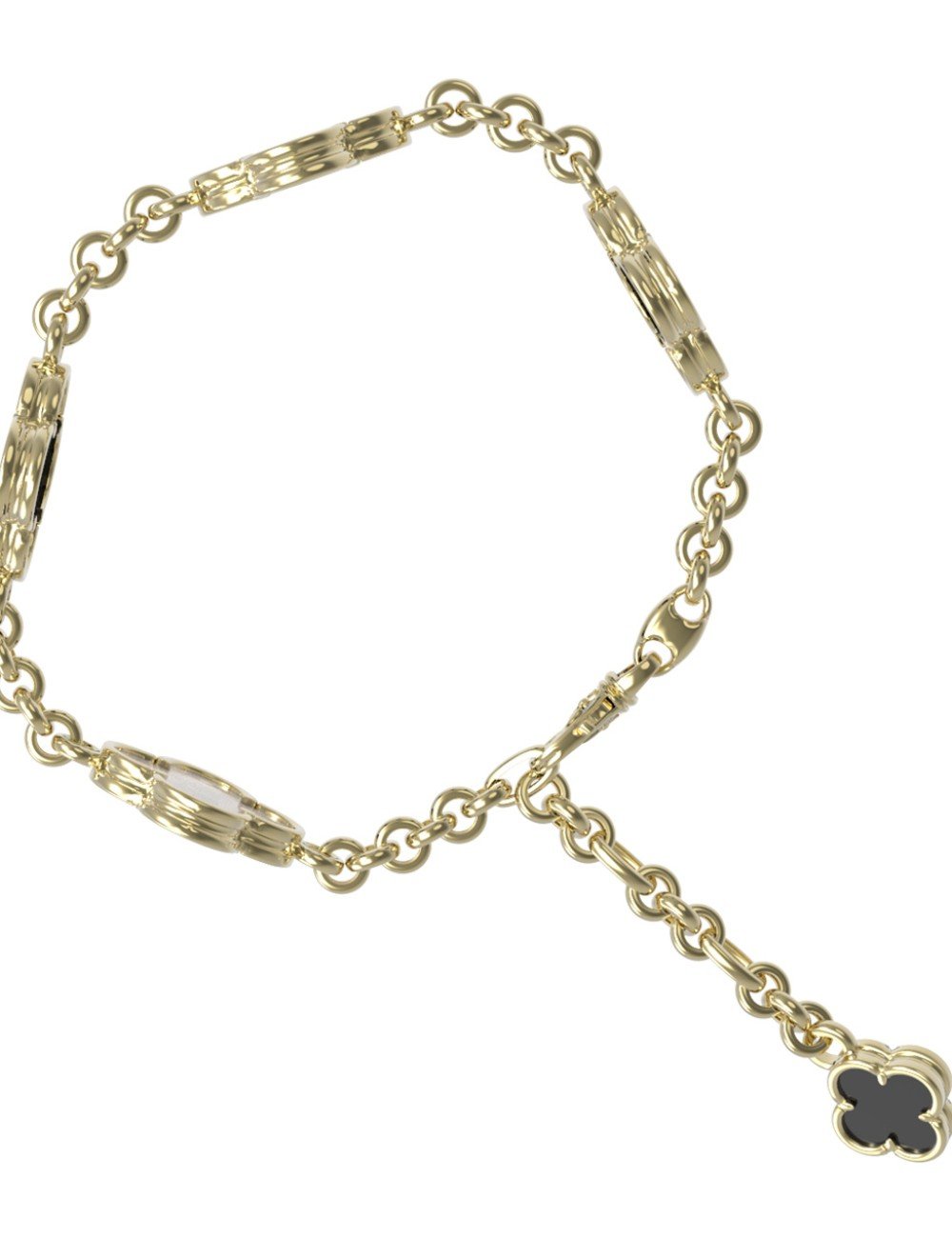 Браслет из лимонного золота c ониксом и перламутром