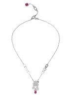 Колье из белого золота c бриллиантами, рубином и изумрудом