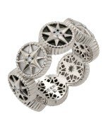 Кольцо из белого золота c бриллиантами, ониксом и перламутром