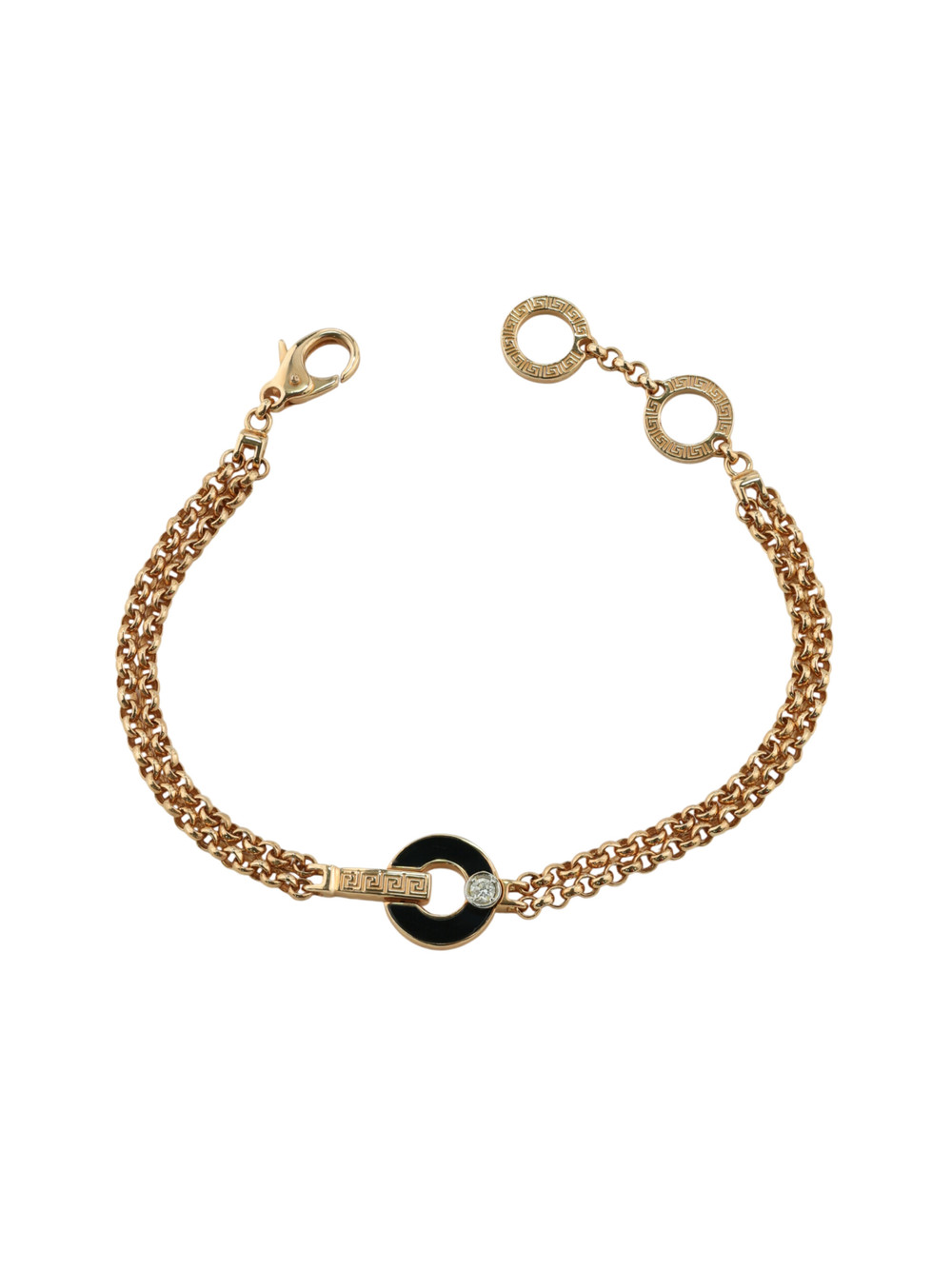 Браслет из красного золота 585 пробы c бриллиантами и ониксом