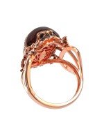 Кольцо из золота c эмалью, фианитом и гранатом