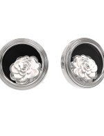 Серьги из белого золота c ониксом и перламутром