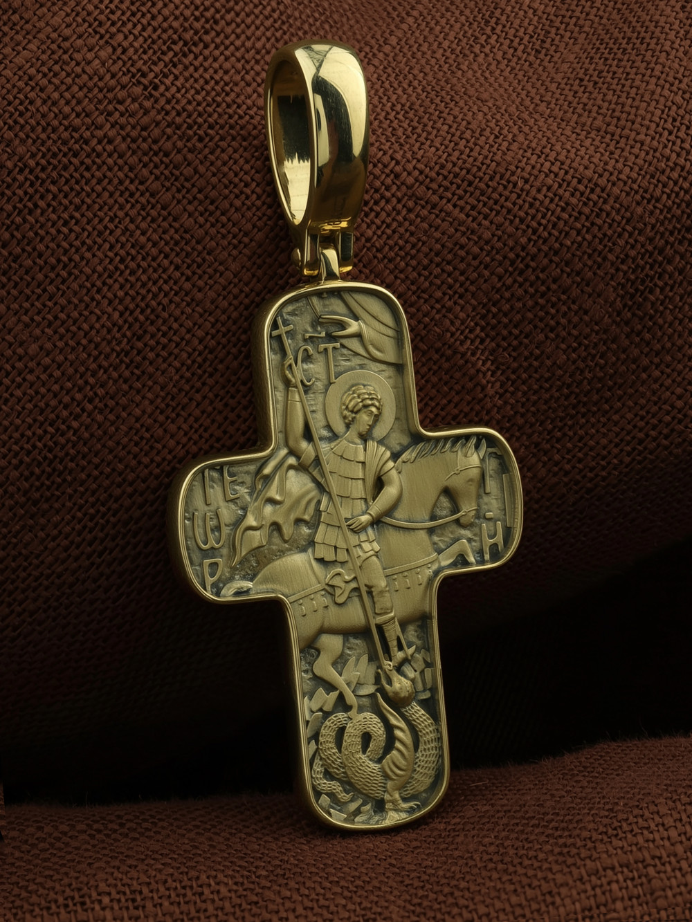 Крест из зелёного золота 585 пробы