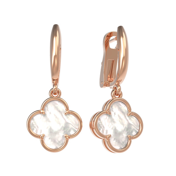 Серьги из красного золота 585 пробы c перламутром